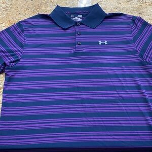 Under Armour Men's Polo in Purple and Blue Stripes